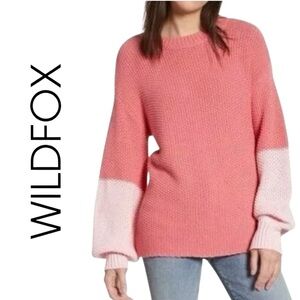 Wildfox French Rose Love Block Swinton Sweater MSRP $168 Women Size Large NWT